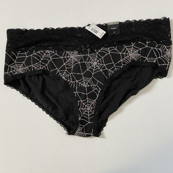 Torrid Curve Cheeky Panties Underwear Plus Sz 1 Spiderweb Halloween Mid Rise NEW - Picture 1 of 11